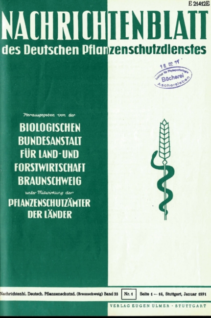 Abb. 6. Der Umschlag des Nachrichtenblatt des Deutschen Pflanzenschutzdienstes erschien in dieser Form ab 1950 (Heft 5) bis 1995 (Heft 4).